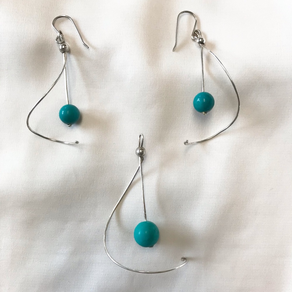 Sterling silver earrings and pendant set. Canadian artist. No chain.